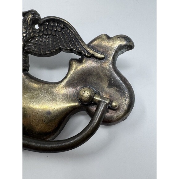 Vintage Ornate Metal Eagle Brass Plate Drawer Pull Dresser Furniture Hardware x3 - Picture 7 of 8